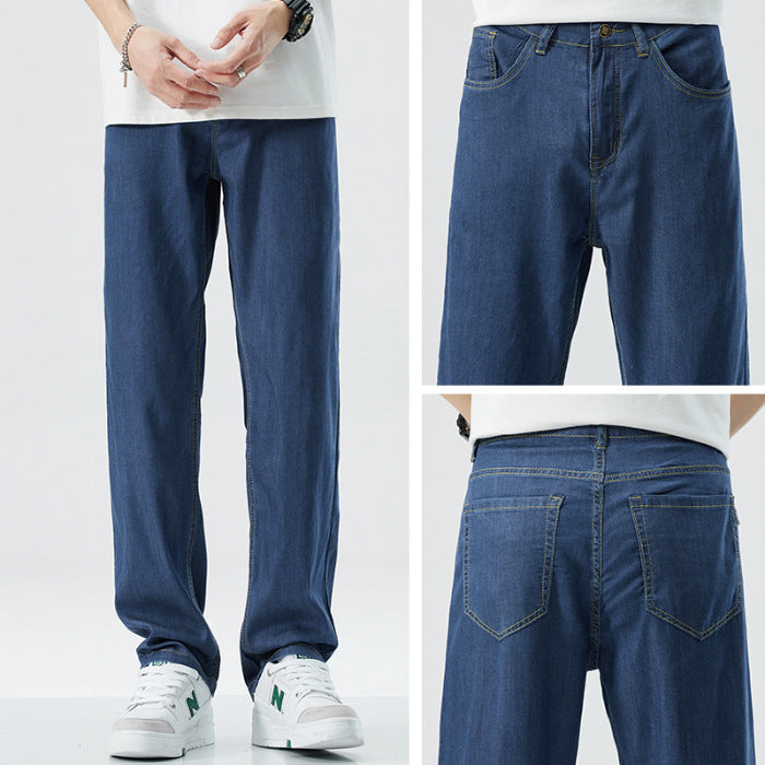 Loose Straight Ice Silk Jeans