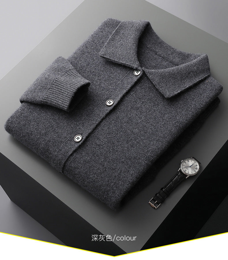 Urban Gents Wool Polo-Collar Cardigan