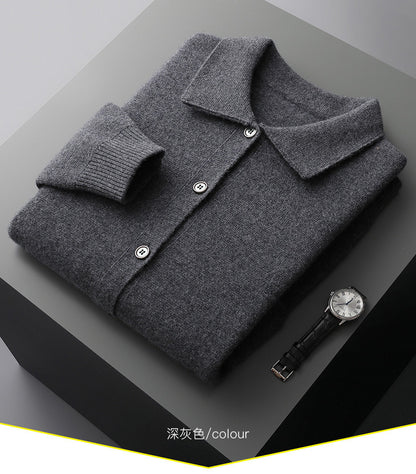 Urban Gents Wool Polo-Collar Cardigan