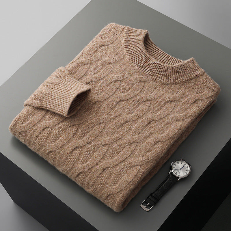Men's knitted sweater with half turtleneck