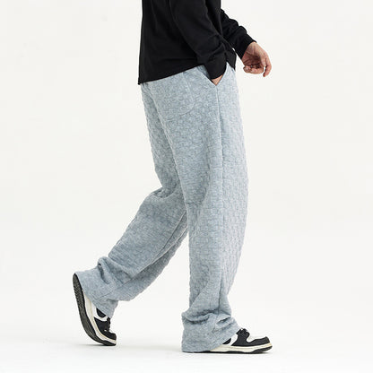 Loose Checkerboard Knit Trousers