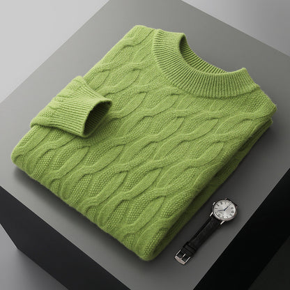Men's knitted sweater with half turtleneck