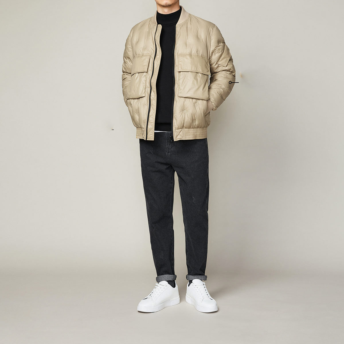 Lightweight down baseball jacket