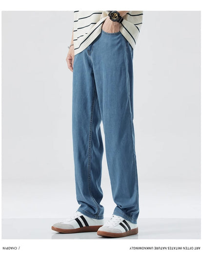 Loose Straight Ice Silk Jeans