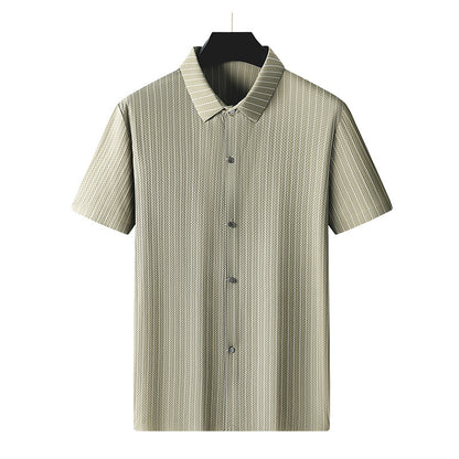 Urban Gents | Plus Size Striped Ice Silk Shirt