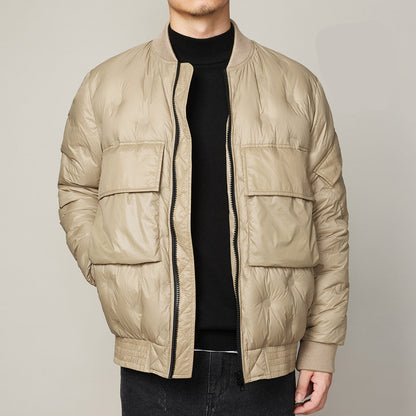 Lightweight down baseball jacket
