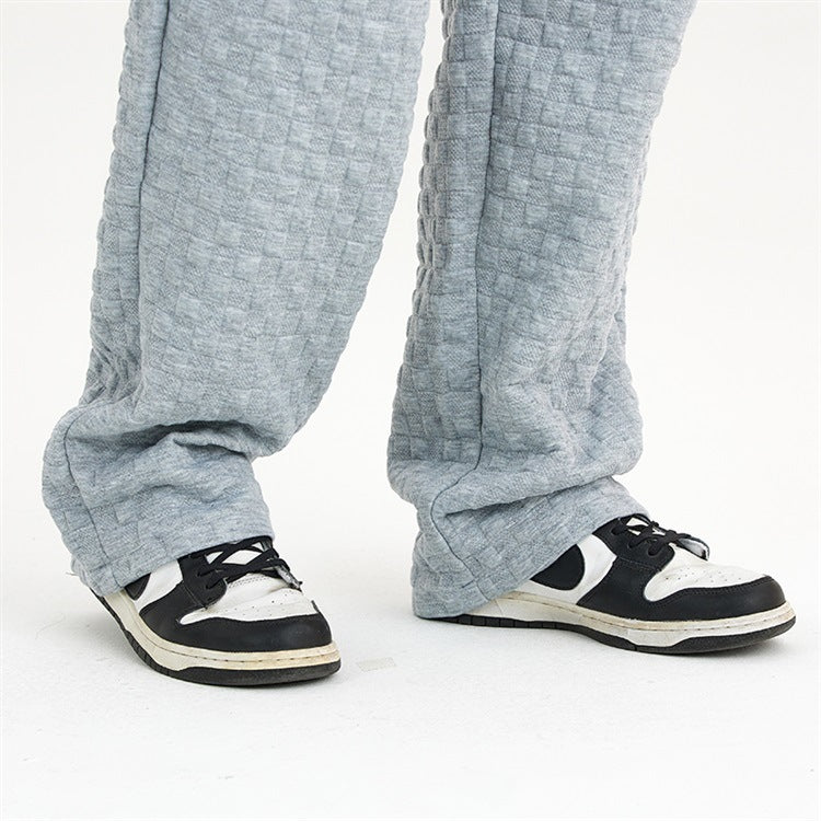 Loose Checkerboard Knit Trousers