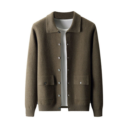 Urban Gents Wool Polo-Collar Cardigan
