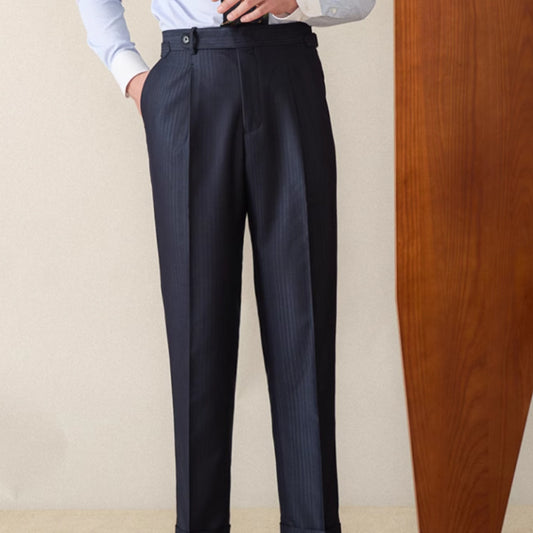 Striped High-Waist Suit Pants