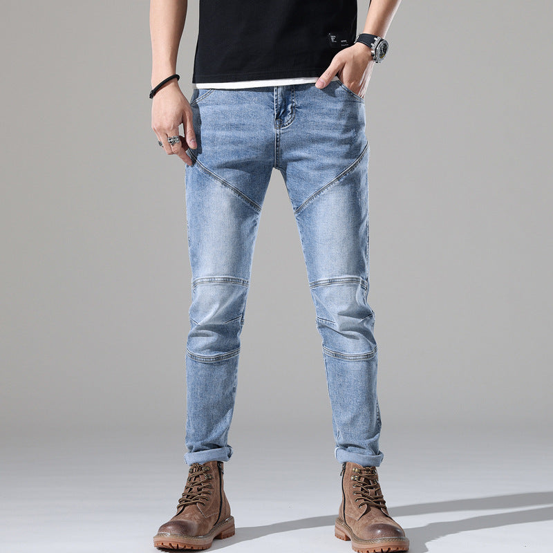 Urban Gents | Light-Wash Stretch Embroidered Jeans