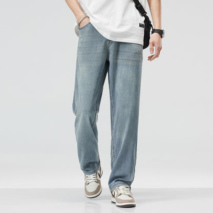 Loose Straight Ice Silk Jeans