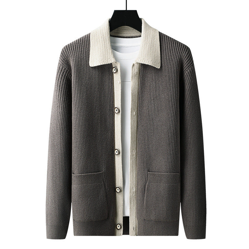 Contrast Collar Knit Cardigan