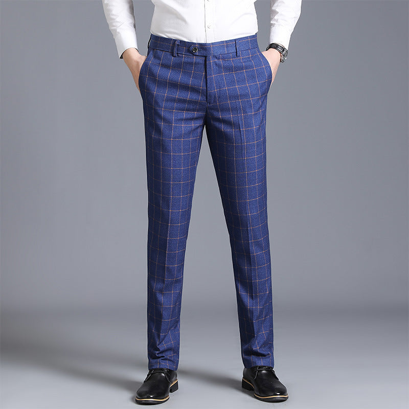 Plaid Slim Fit Suit Pants