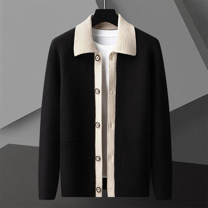 Contrast Collar Knit Cardigan