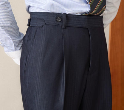 Striped High-Waist Suit Pants