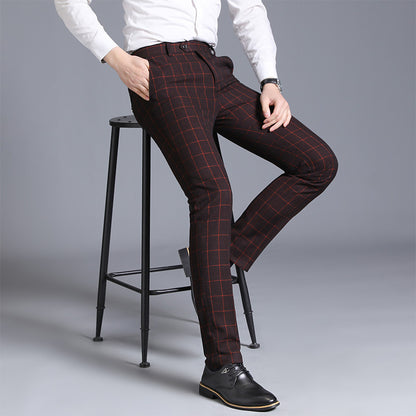 Plaid Slim Fit Suit Pants