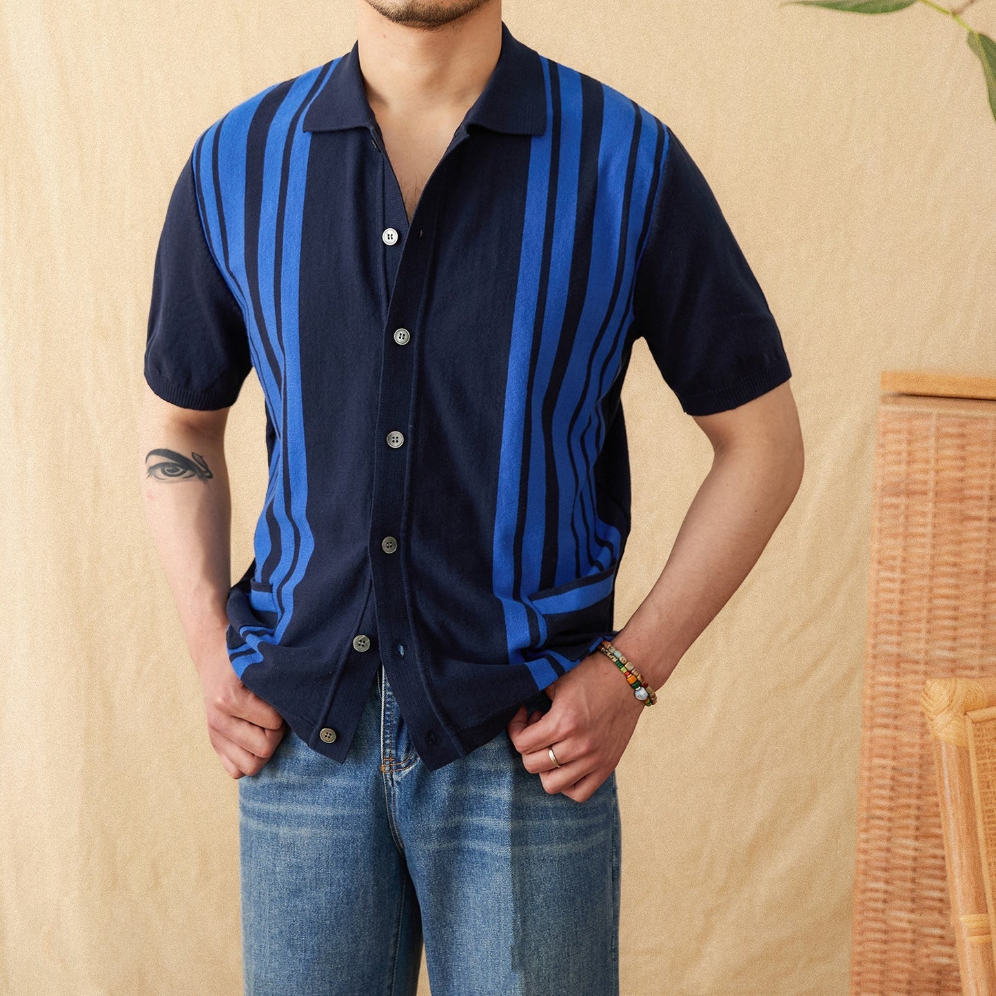 Urban Gents | Striped Knit Polo Shirt