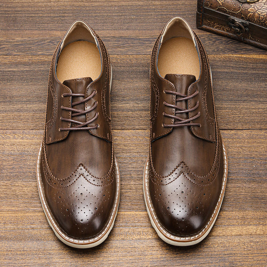 Classic Leather Brogue Sneakers – Lightweight & Comfortable