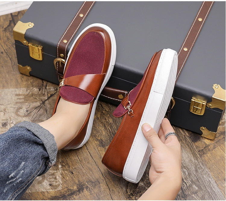 Men's slip-on leather leisure slippers