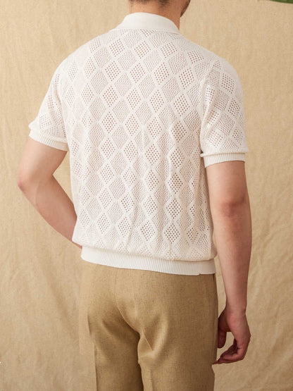 Urban Gents | Cotton Openwork Zip Polo