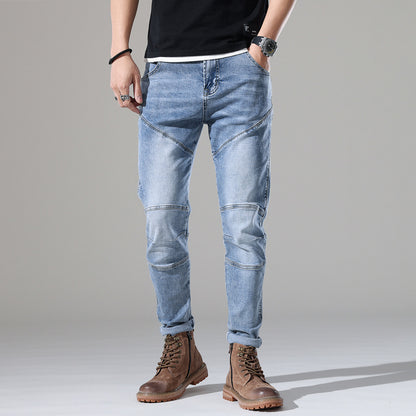 Urban Gents | Light-Wash Stretch Embroidered Jeans