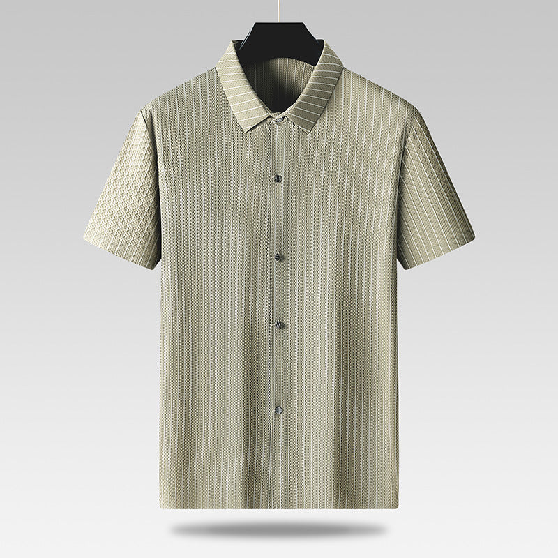 Urban Gents | Plus Size Striped Ice Silk Shirt