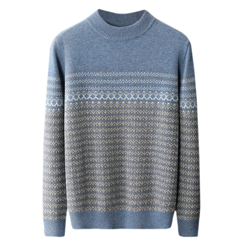 Wool Knit Sweater with Nordic Pattern