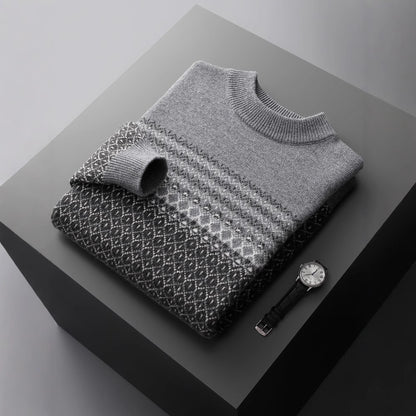 Wool Knit Sweater with Nordic Pattern