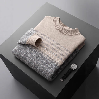 Wool Knit Sweater with Nordic Pattern