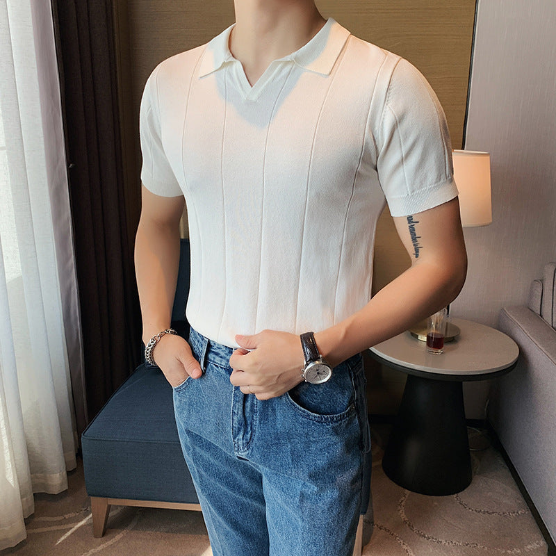 V-Neck Ice Silk Shirt