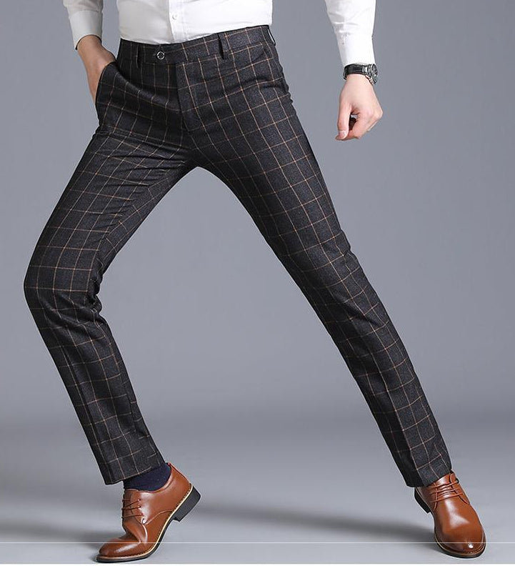 Plaid Slim Fit Suit Pants