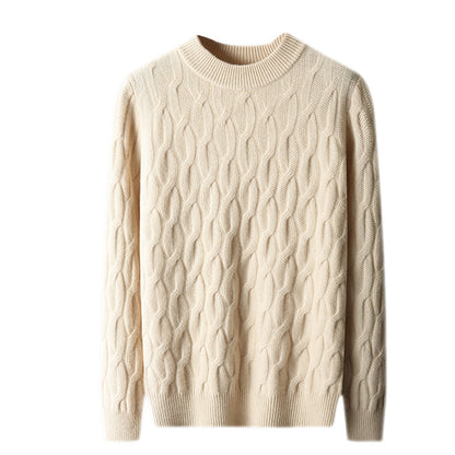 Men's knitted sweater with half turtleneck