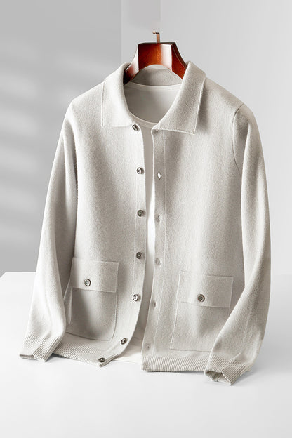 Urban Gents Wool Polo-Collar Cardigan