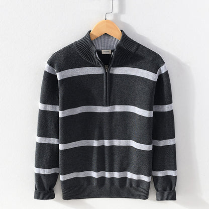 Men's Striped Half-Zip Sweater