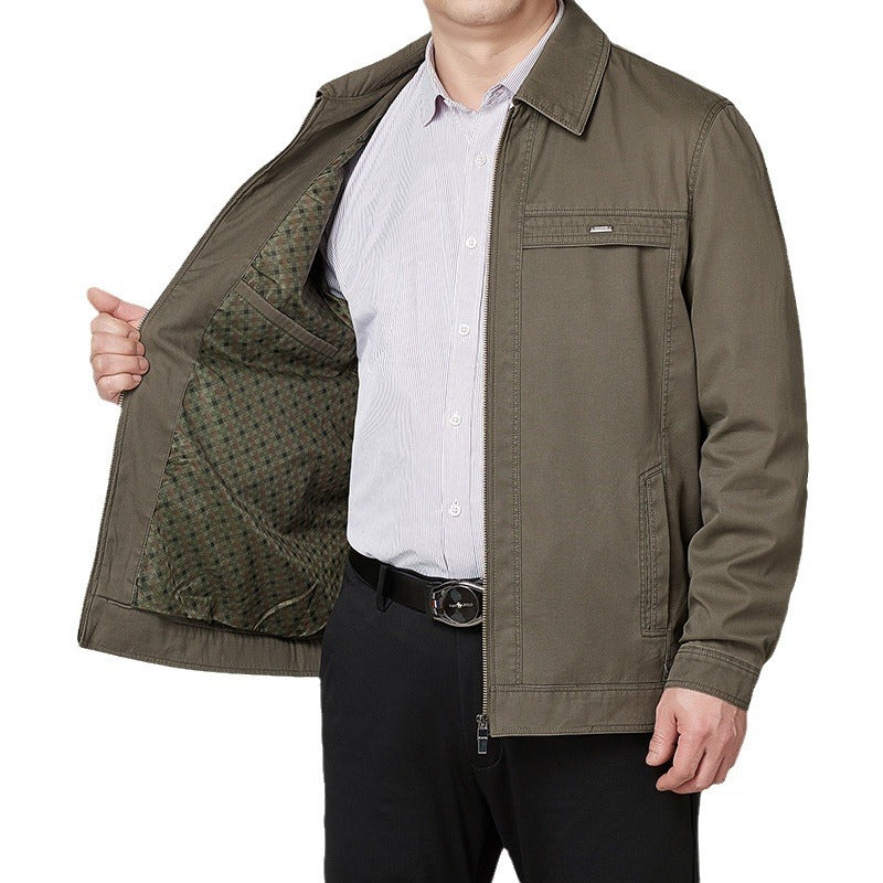 Cotton Casual Turn-Down Collar Jacket