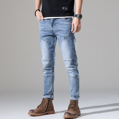 Urban Gents | Light-Wash Stretch Embroidered Jeans