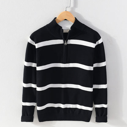 Men's Striped Half-Zip Sweater