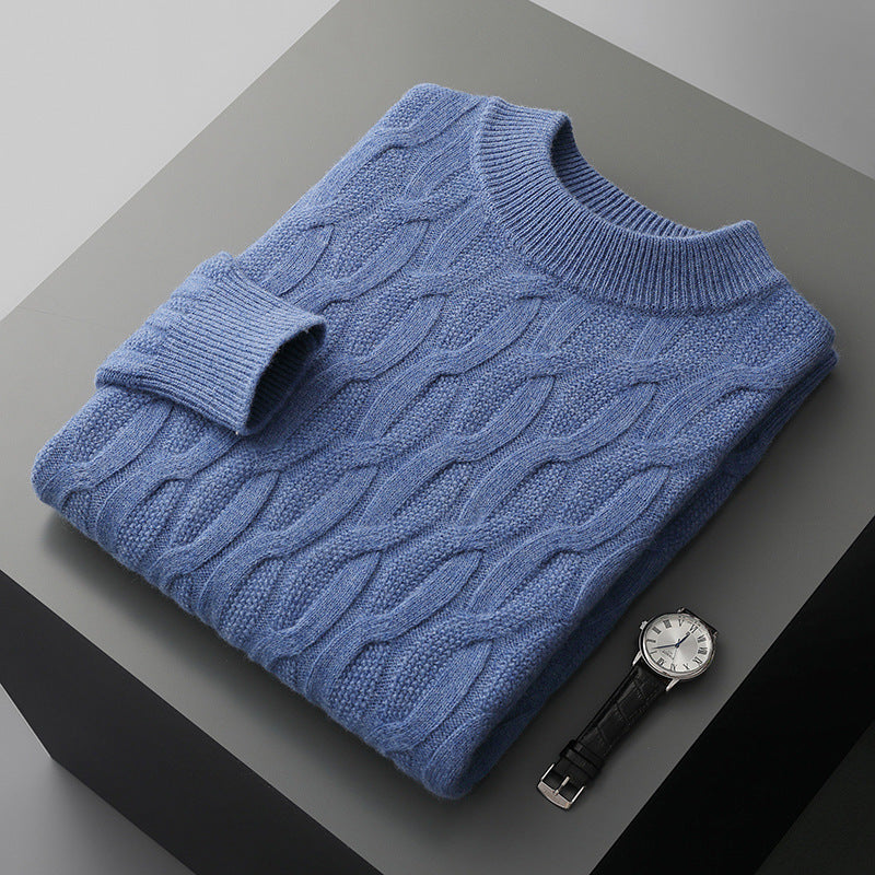 Men's knitted sweater with half turtleneck