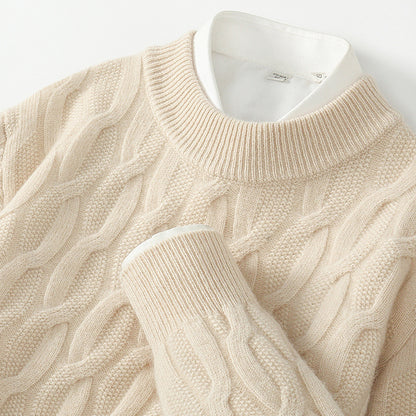 Men's knitted sweater with half turtleneck