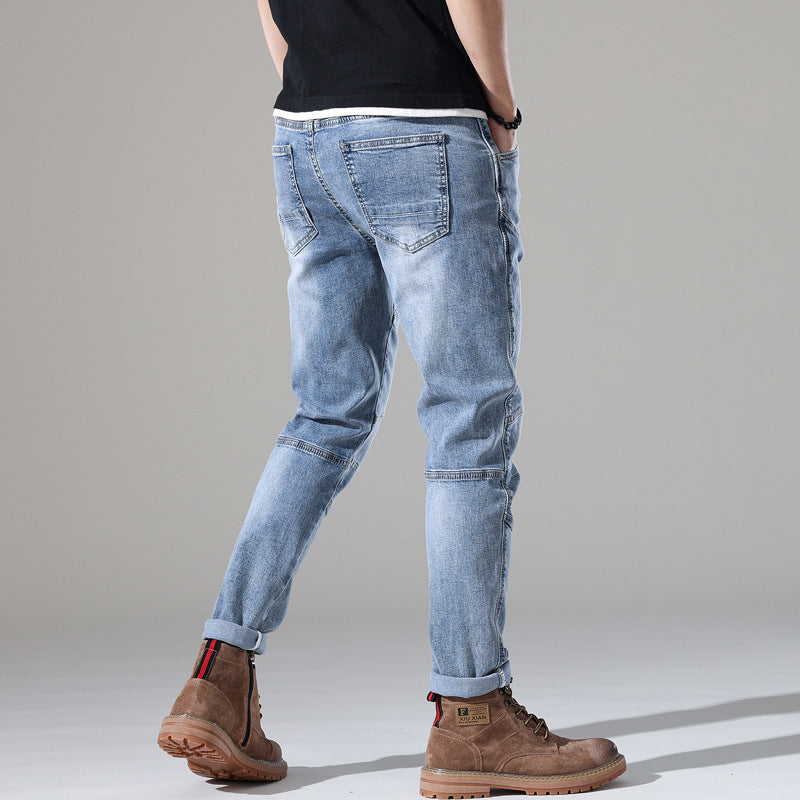 Urban Gents | Light-Wash Stretch Embroidered Jeans
