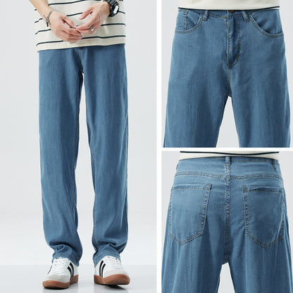 Loose Straight Ice Silk Jeans