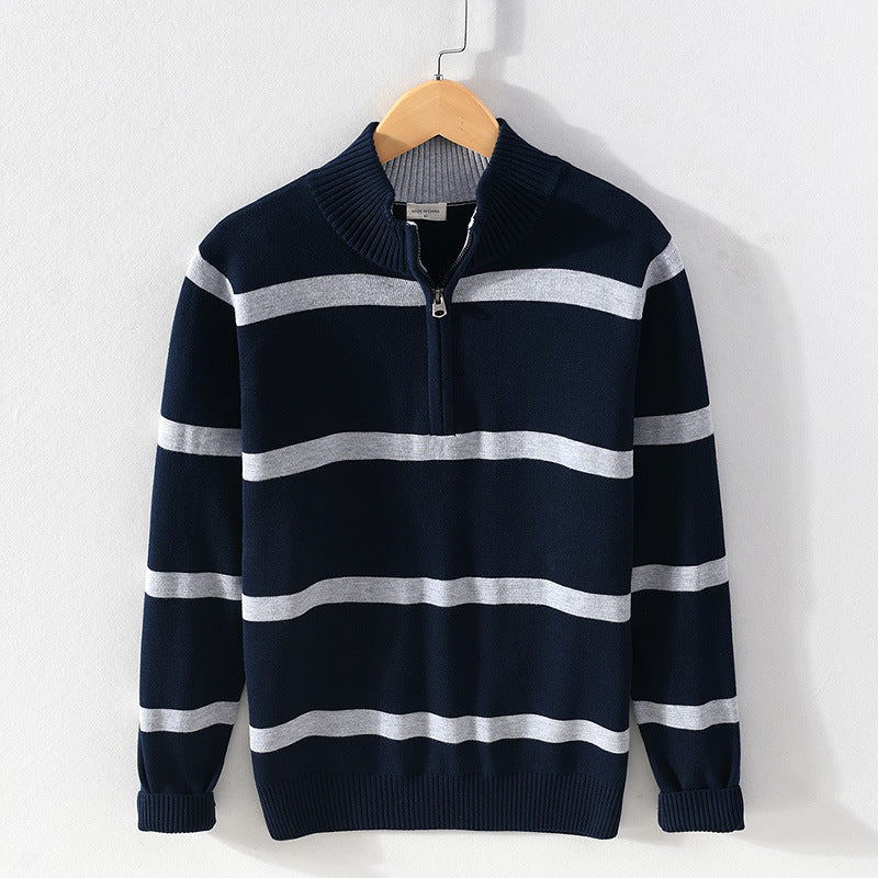Men's Striped Half-Zip Sweater