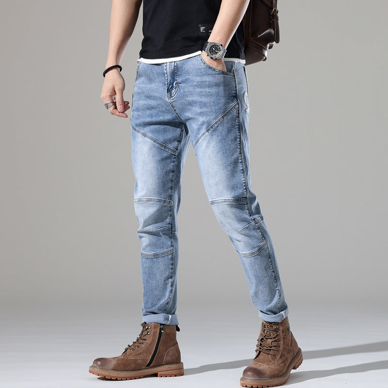 Urban Gents | Light-Wash Stretch Embroidered Jeans