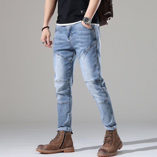 Urban Gents | Light-Wash Stretch Embroidered Jeans